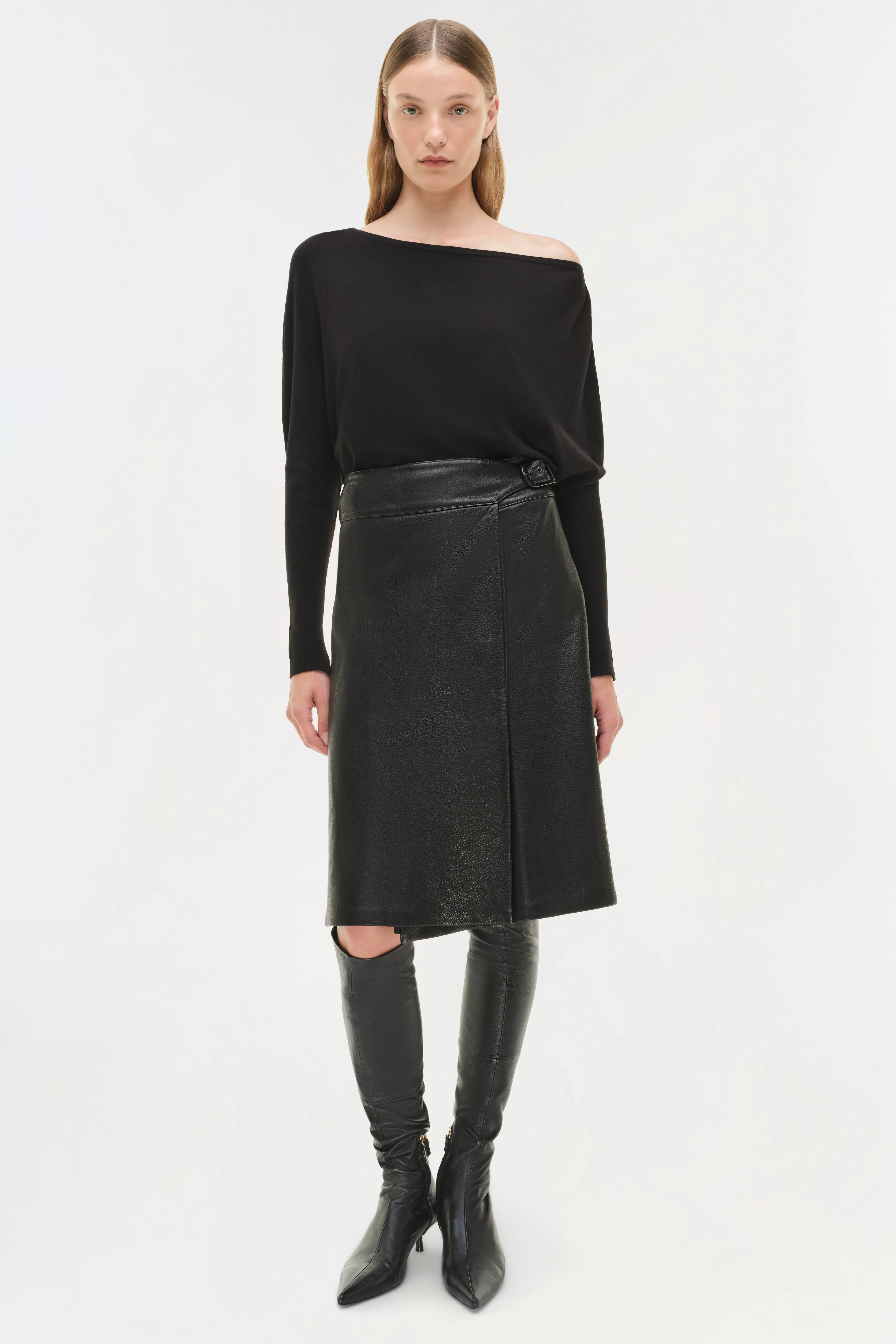 Raddix Leather Midi Skirt sold by Jonathan Simkhai product image thumbnail 3