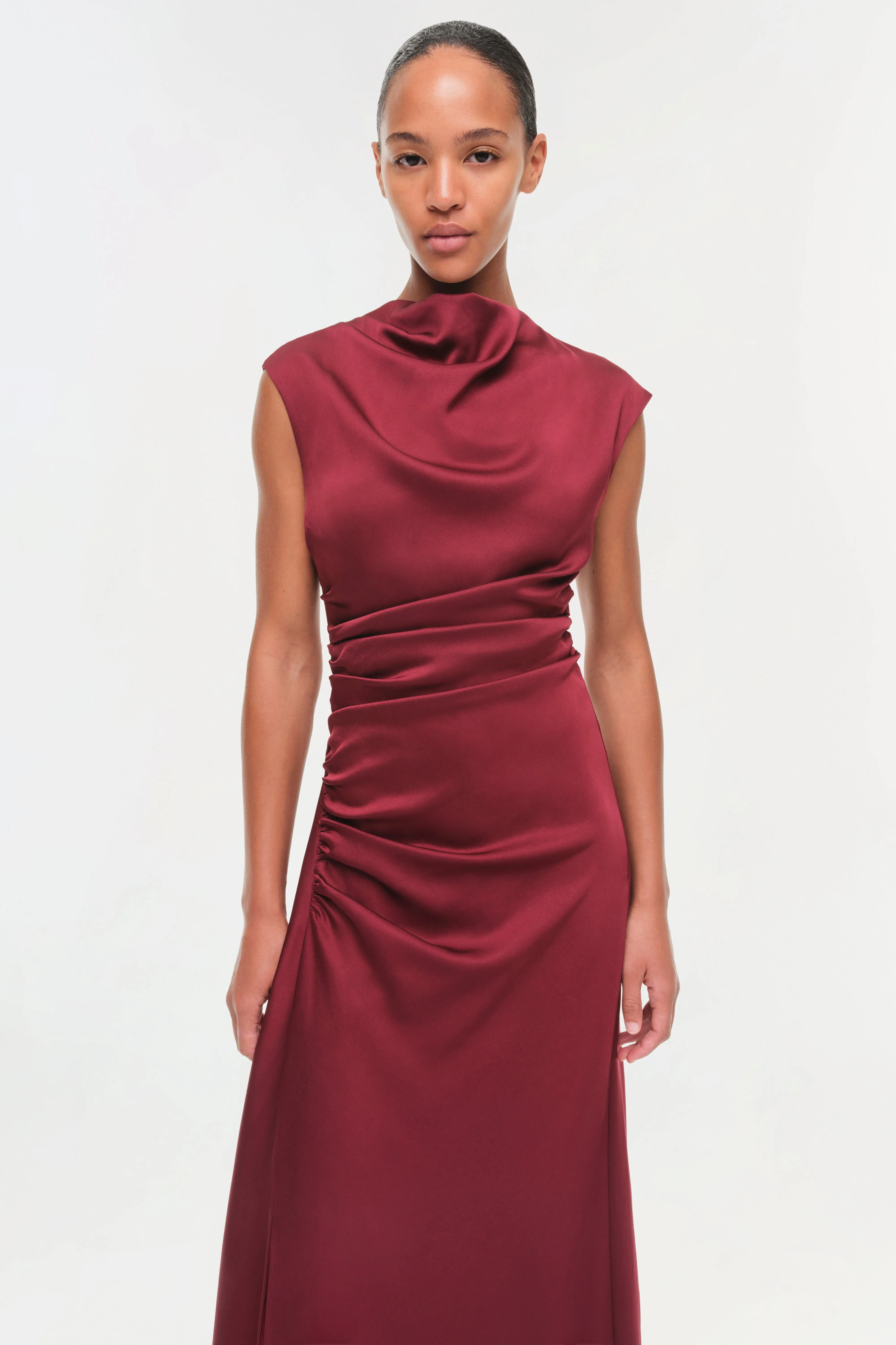 Burke Draped Satin Midi Dress sold by Jonathan Simkhai product image thumbnail 3