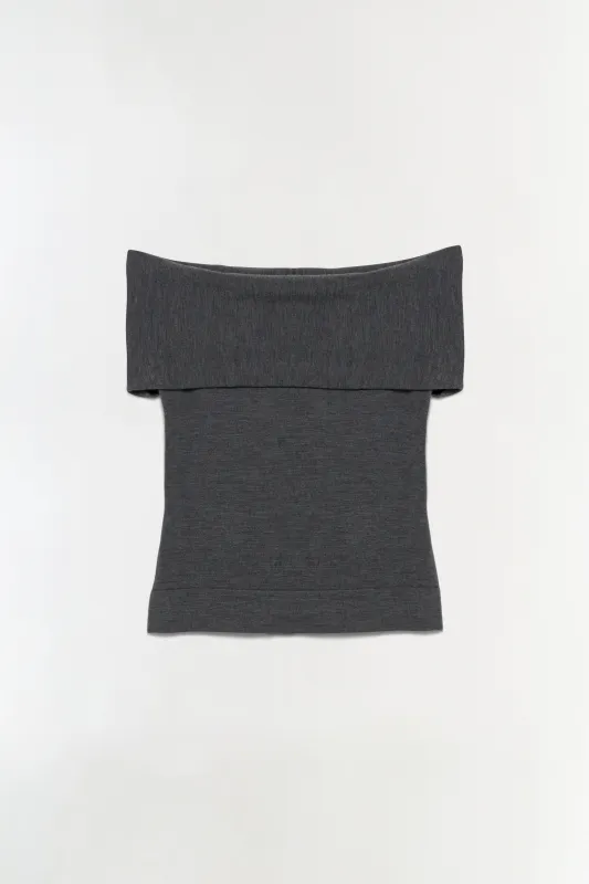Callahan Wool Off Shoulder Top sold by Jonathan Simkhai