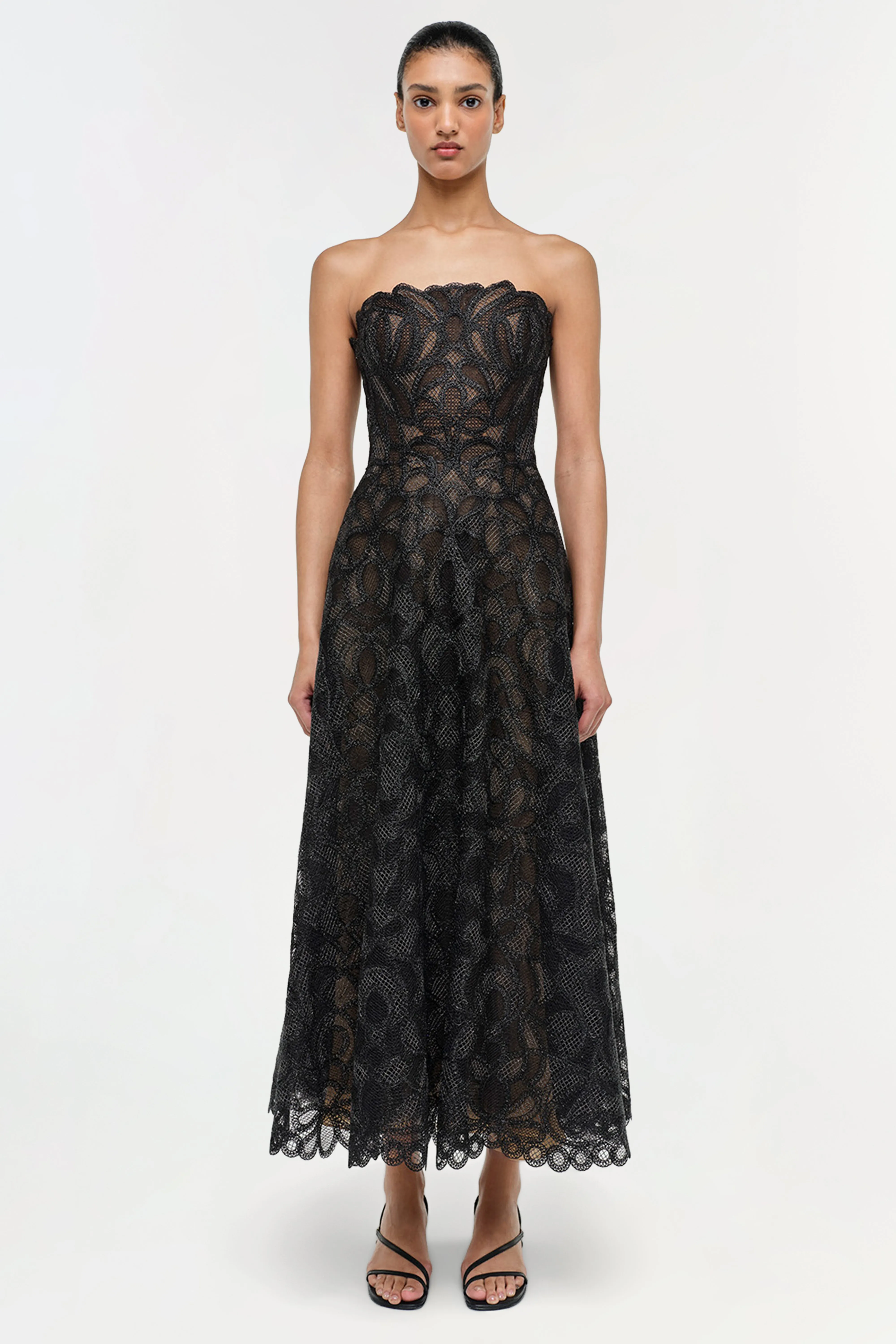 Elvina Gilded Lace Midi Dress sold by Jonathan Simkhai product image thumbnail 3