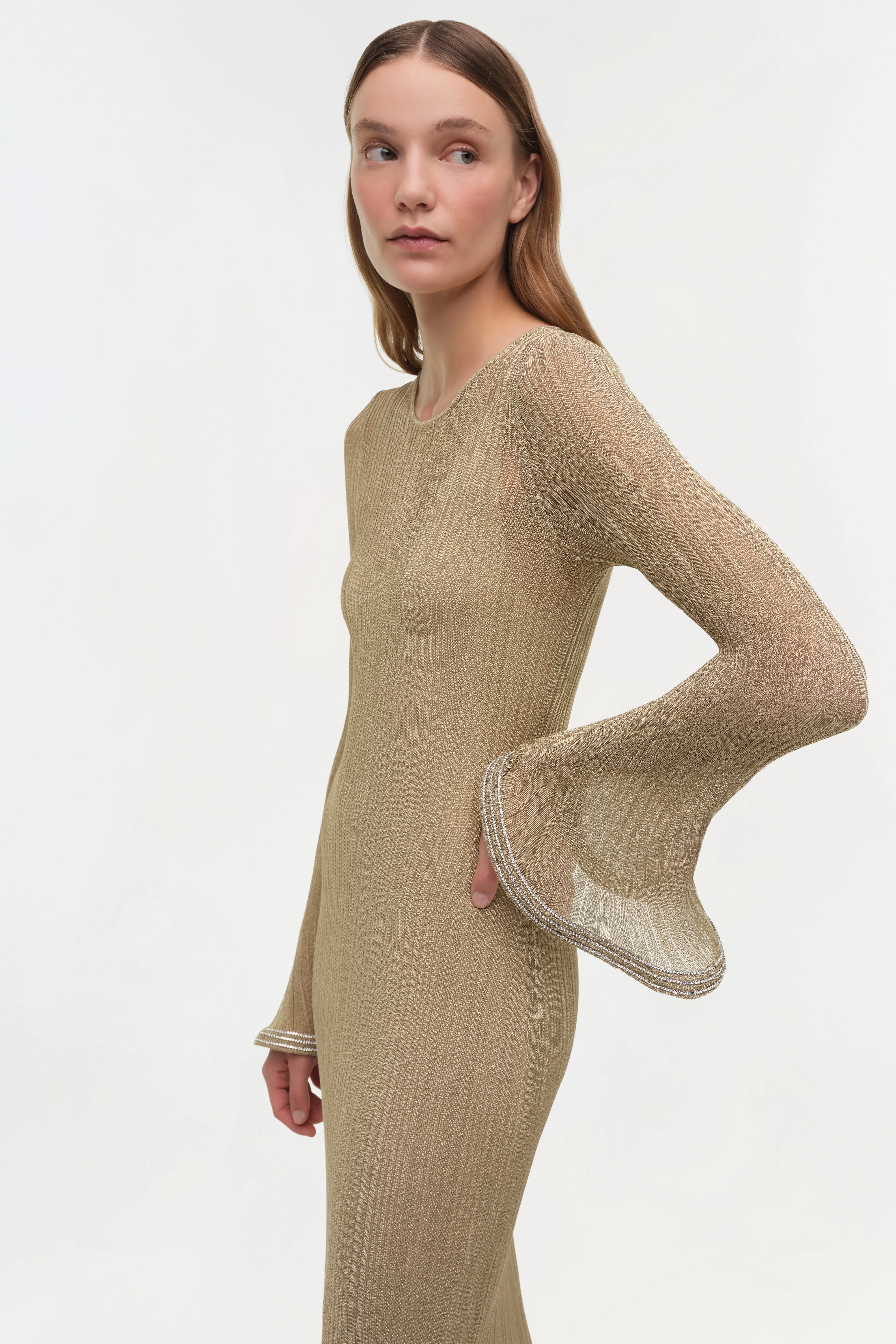 Chessie Metallic Plisse Midi Dress sold by Jonathan Simkhai product image thumbnail 3