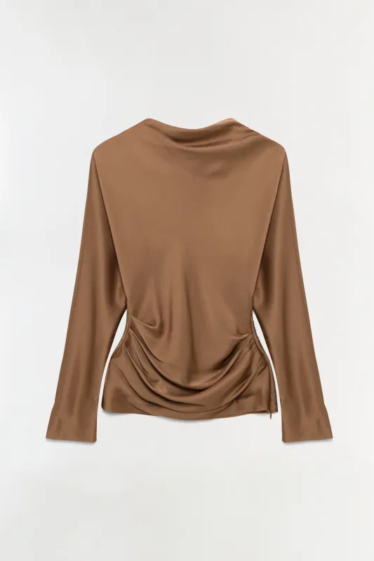 Victoria Draped Satin Top sold by Jonathan Simkhai