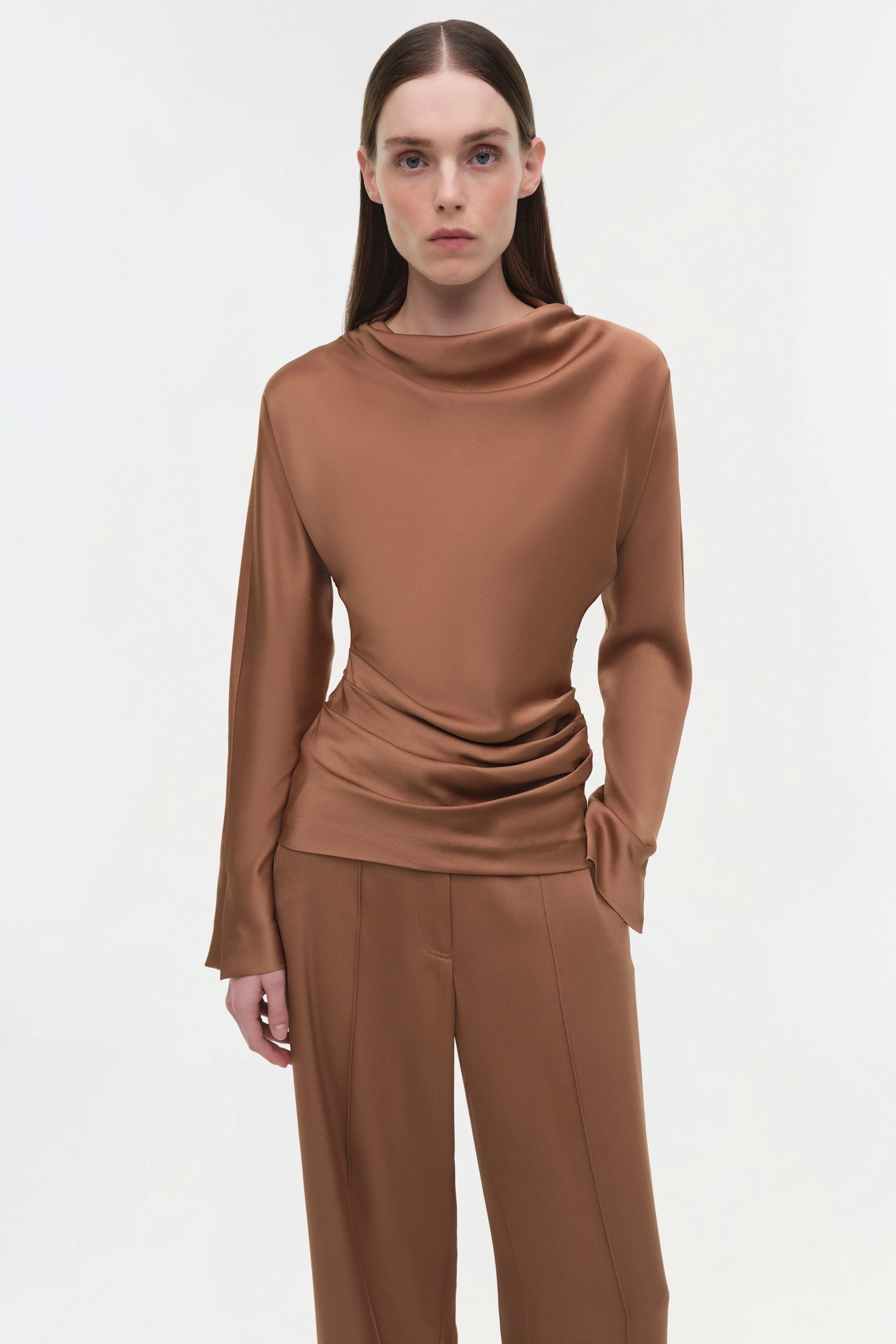 Victoria Draped Satin Top sold by Jonathan Simkhai product image thumbnail 5