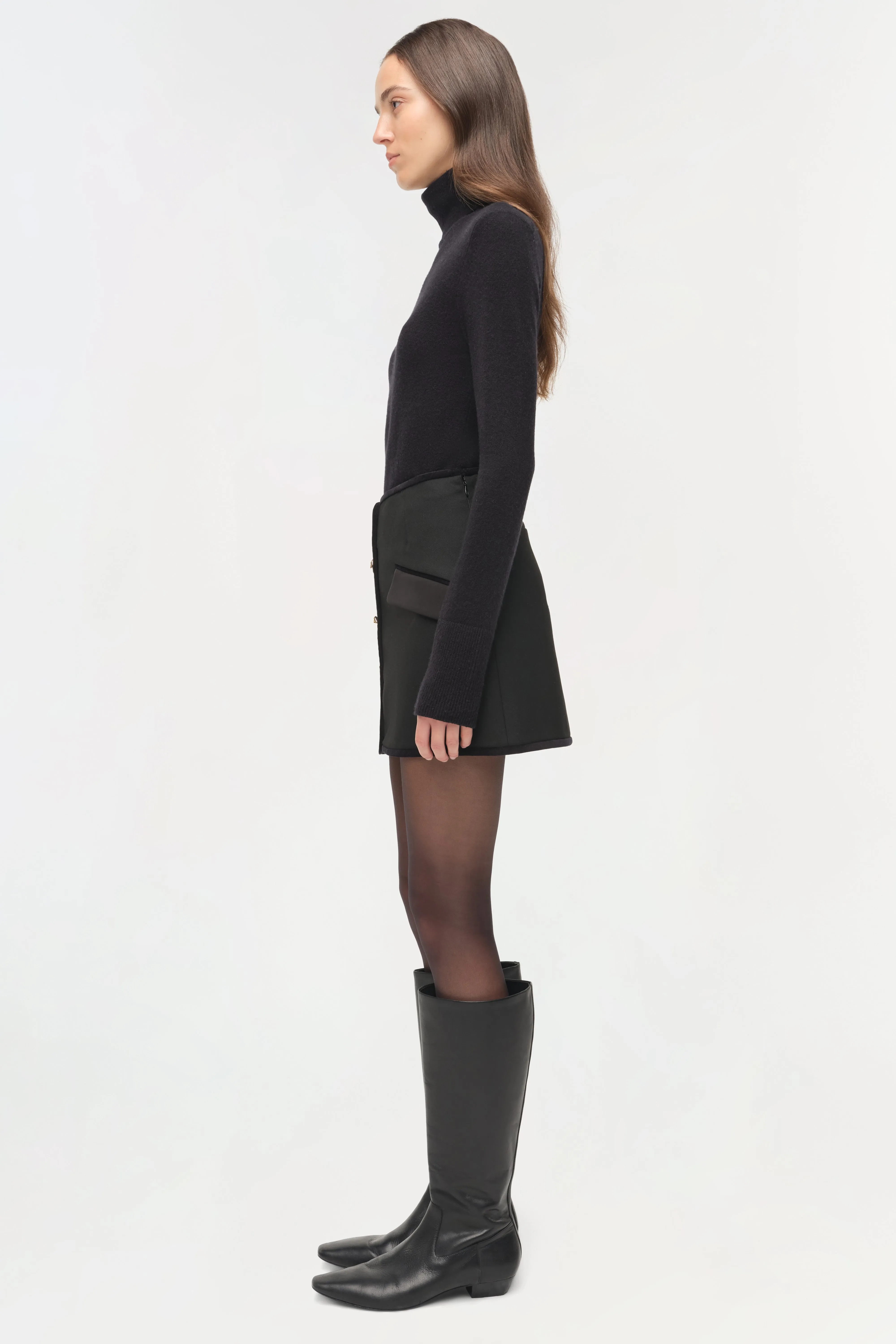 Astor Velvet Trimmed Mini Skirt sold by Jonathan Simkhai product image thumbnail 4