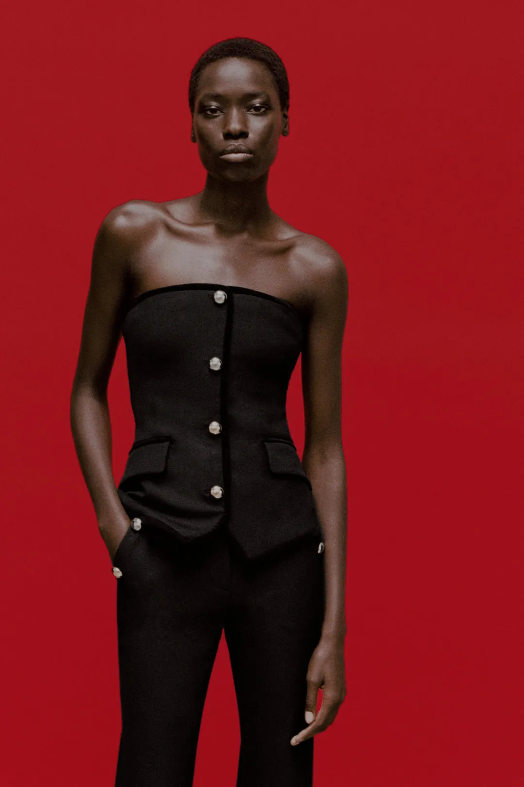 Cambrie Velvet Trimmed Bustier Top sold by Jonathan Simkhai product image thumbnail 2