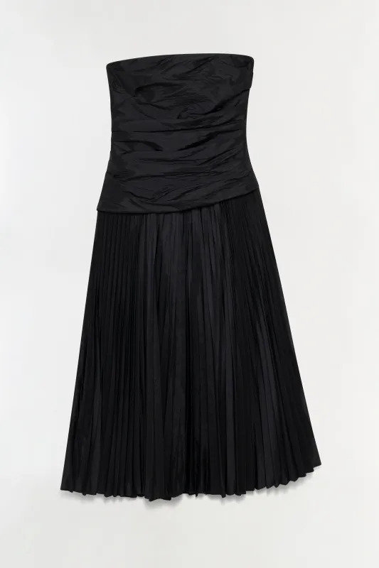 Arie Strapless Taffeta Bustier Midi Dress sold by Jonathan Simkhai