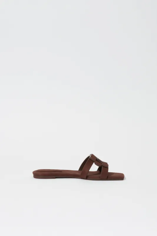 Simkhai Monogram Suede Flat Slide sold by Jonathan Simkhai