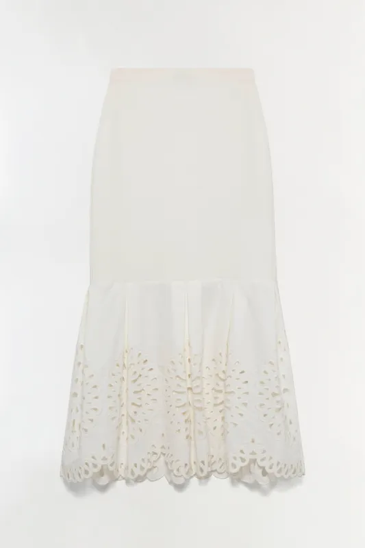Eveletta Embroidered Knit Midi Skirt sold by Jonathan Simkhai