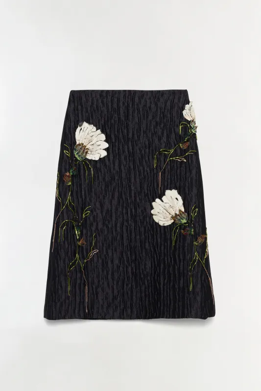 Arla Floral Jacquard Midi Skirt sold by Jonathan Simkhai