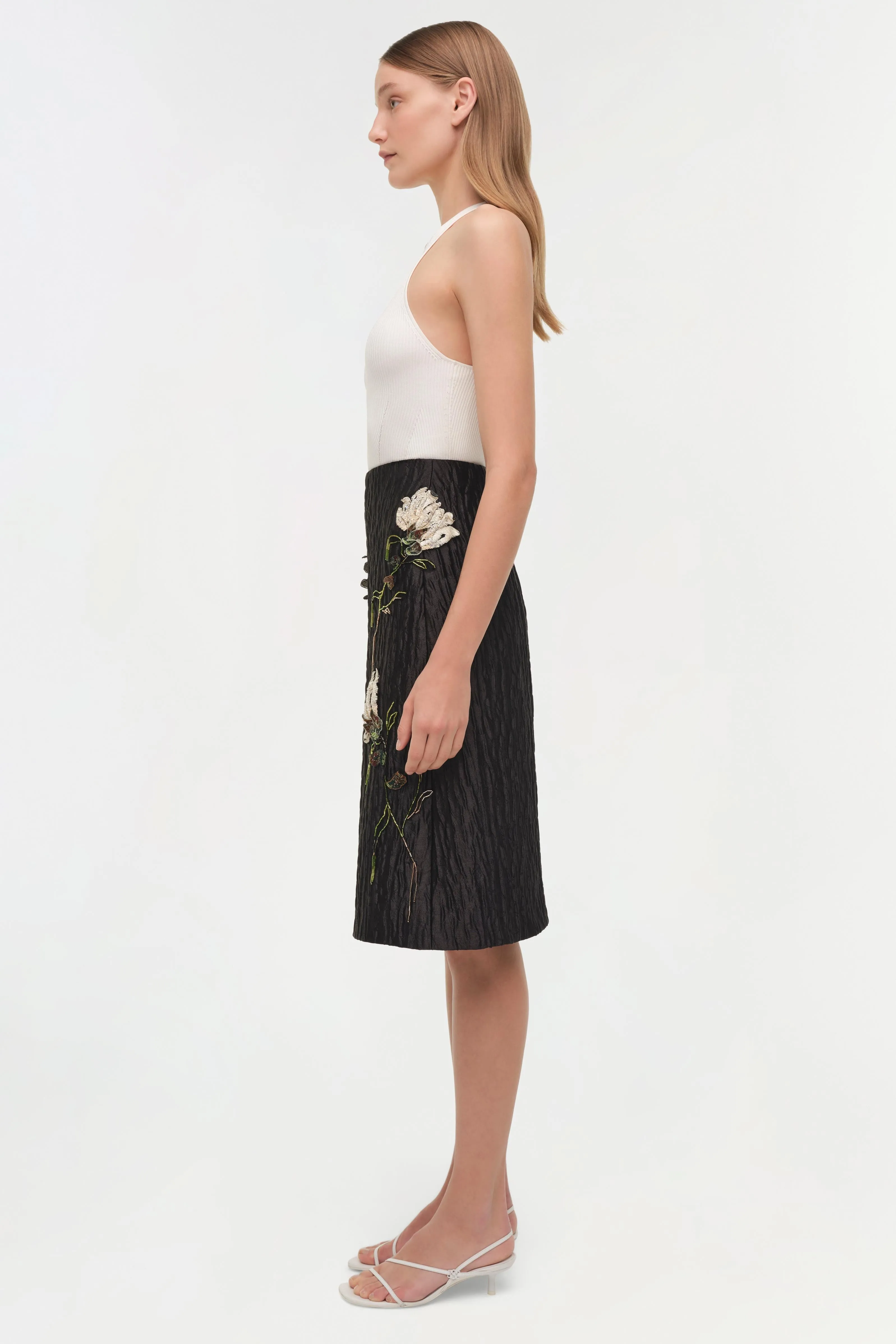 Arla Floral Jacquard Midi Skirt sold by Jonathan Simkhai product image thumbnail 4