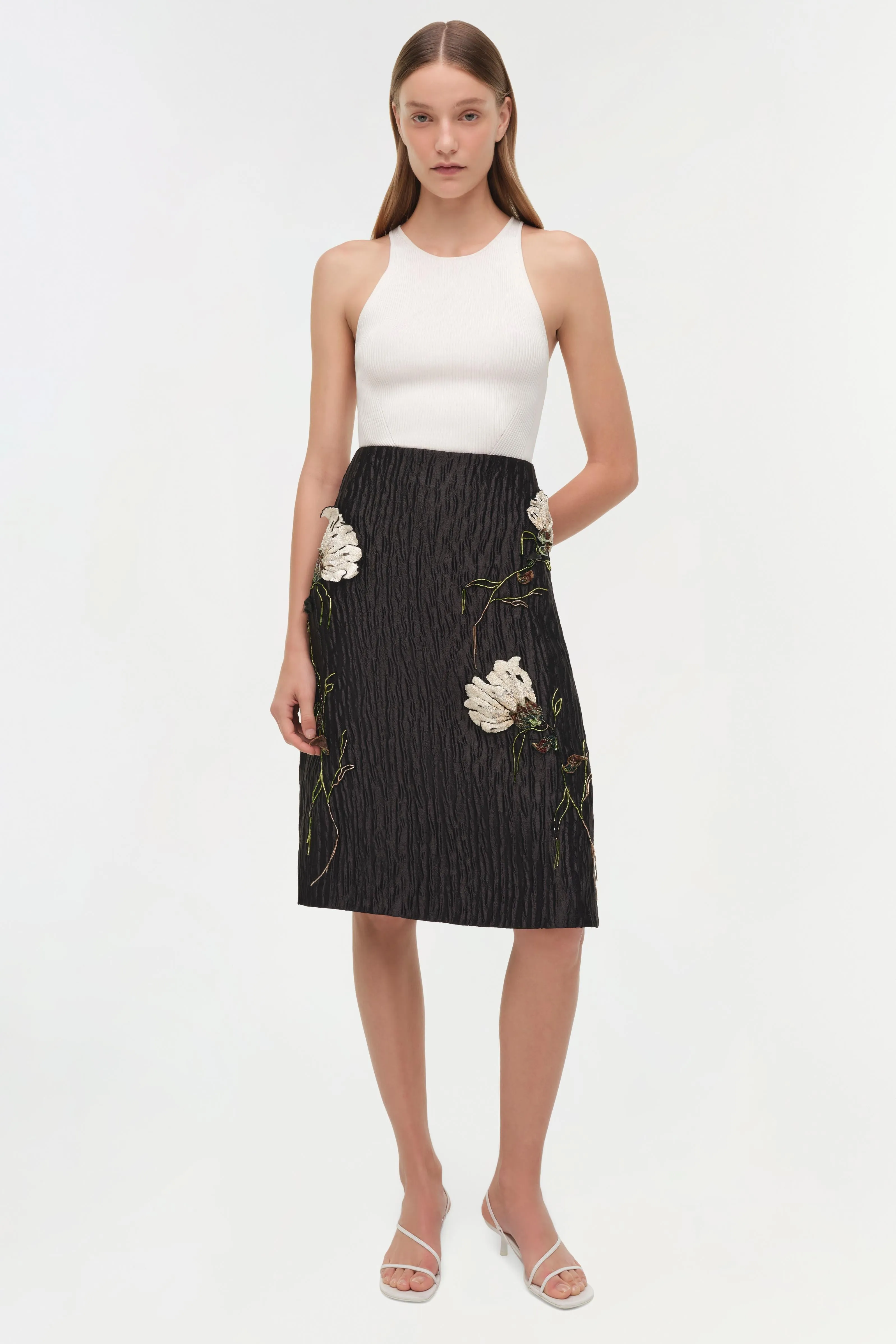 Arla Floral Jacquard Midi Skirt sold by Jonathan Simkhai product image thumbnail 2