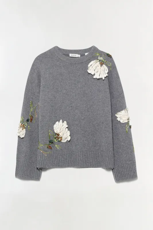 Dawna Floral Embellished Sweater sold by Jonathan Simkhai