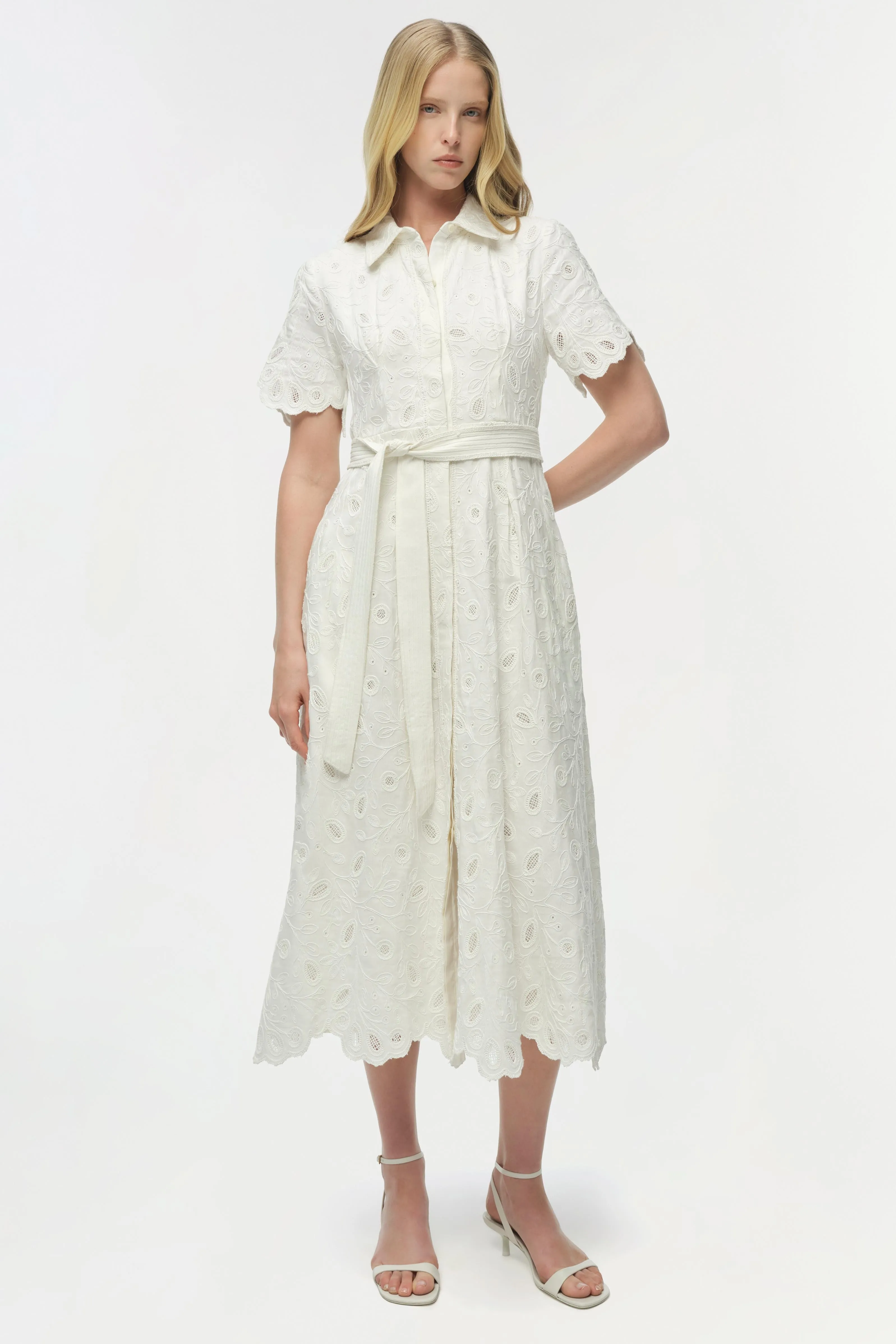 Audria Belted Linen Midi Dress sold by Jonathan Simkhai product image thumbnail 2