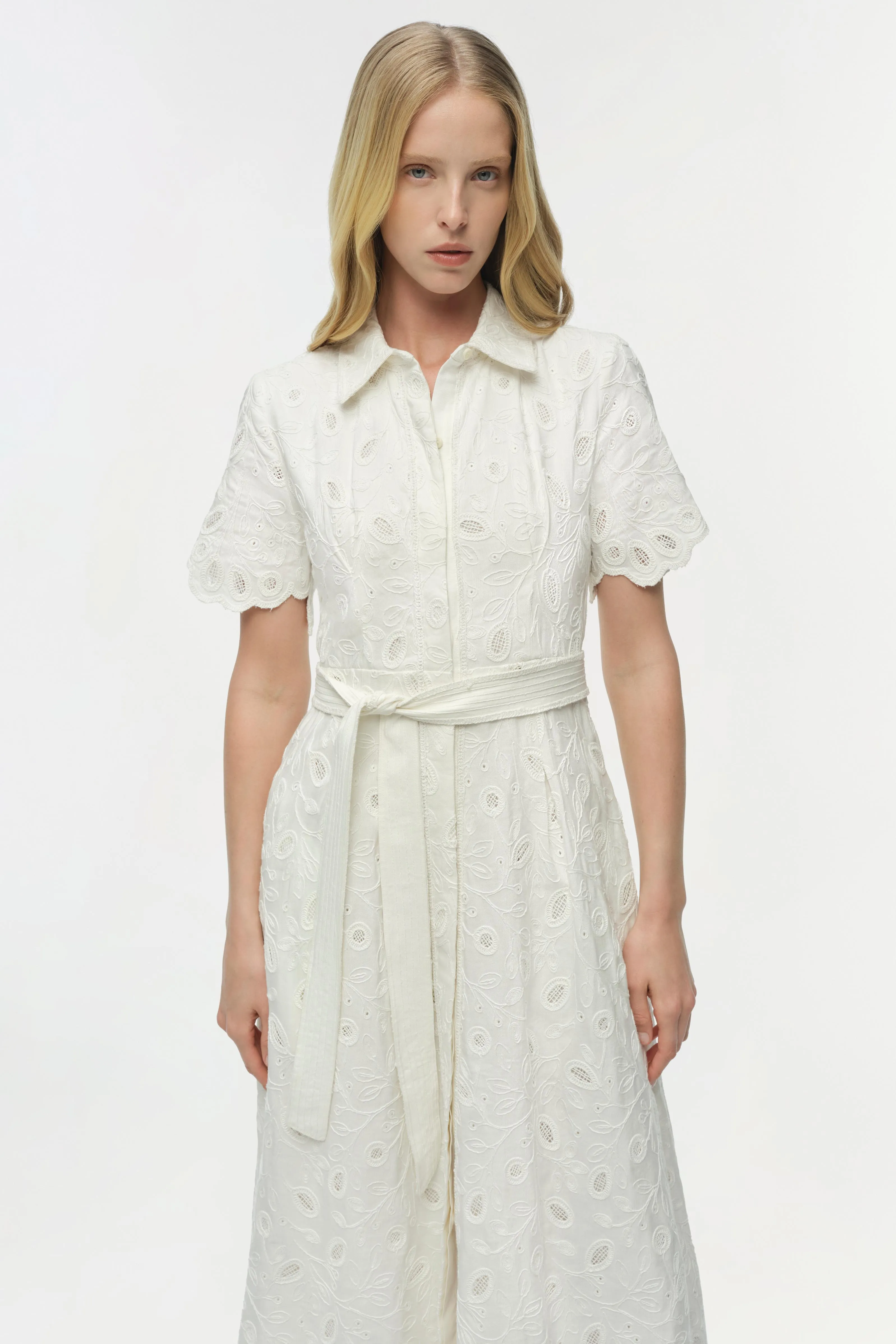 Audria Belted Linen Midi Dress sold by Jonathan Simkhai product image thumbnail 3
