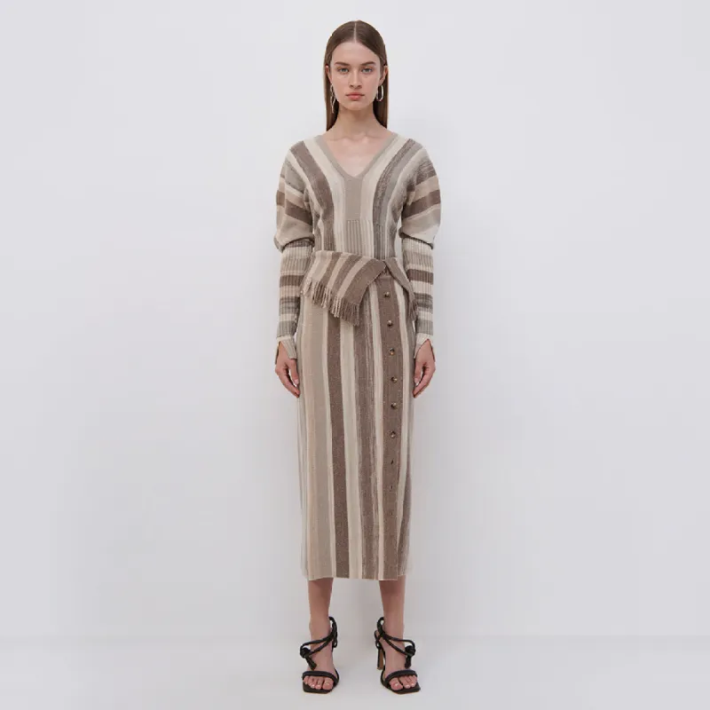 Lenny Striped Wool Midi Skirt sold by Jonathan Simkhai