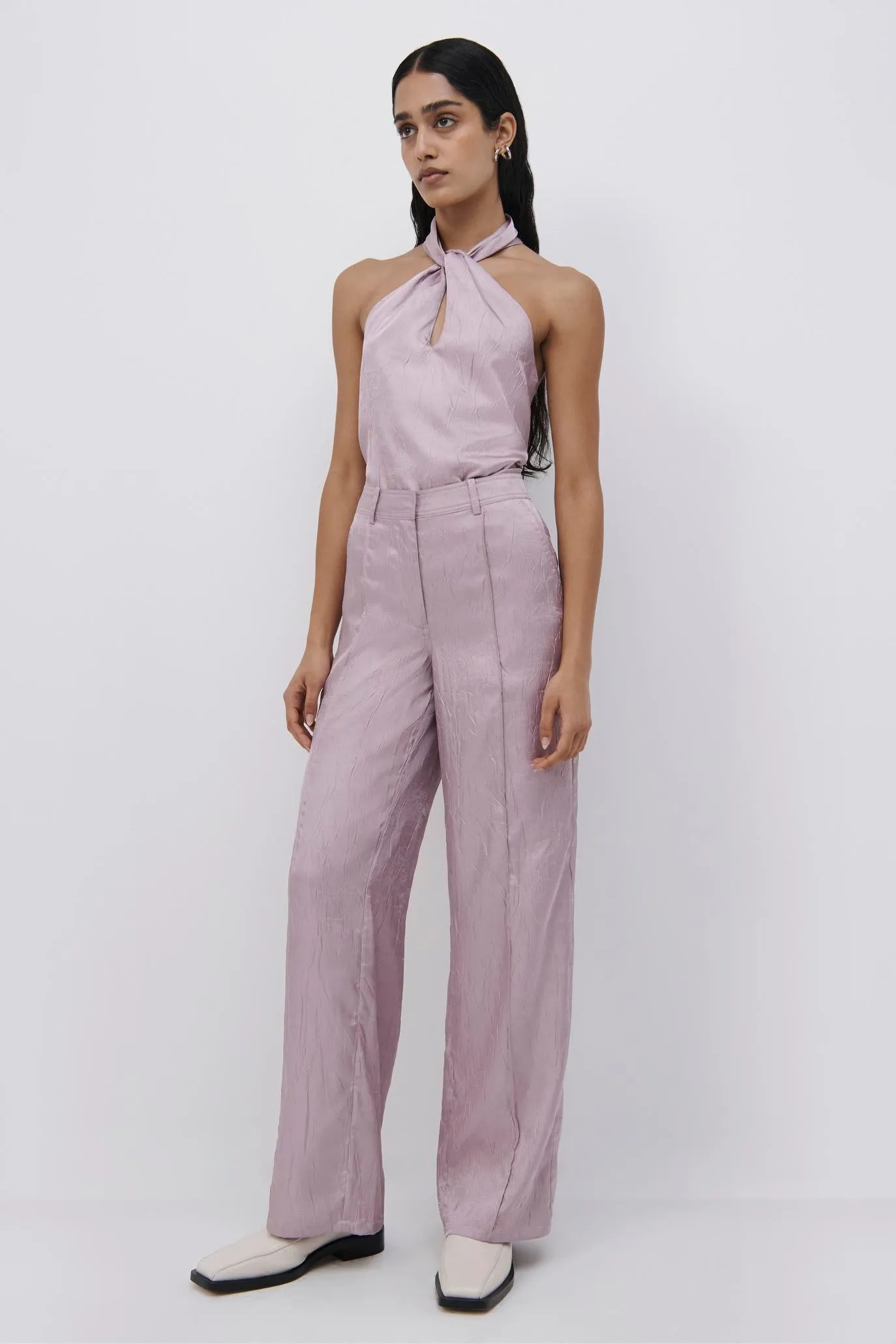 Fleur Satin Wide Leg Pant sold by Jonathan Simkhai product image thumbnail 4