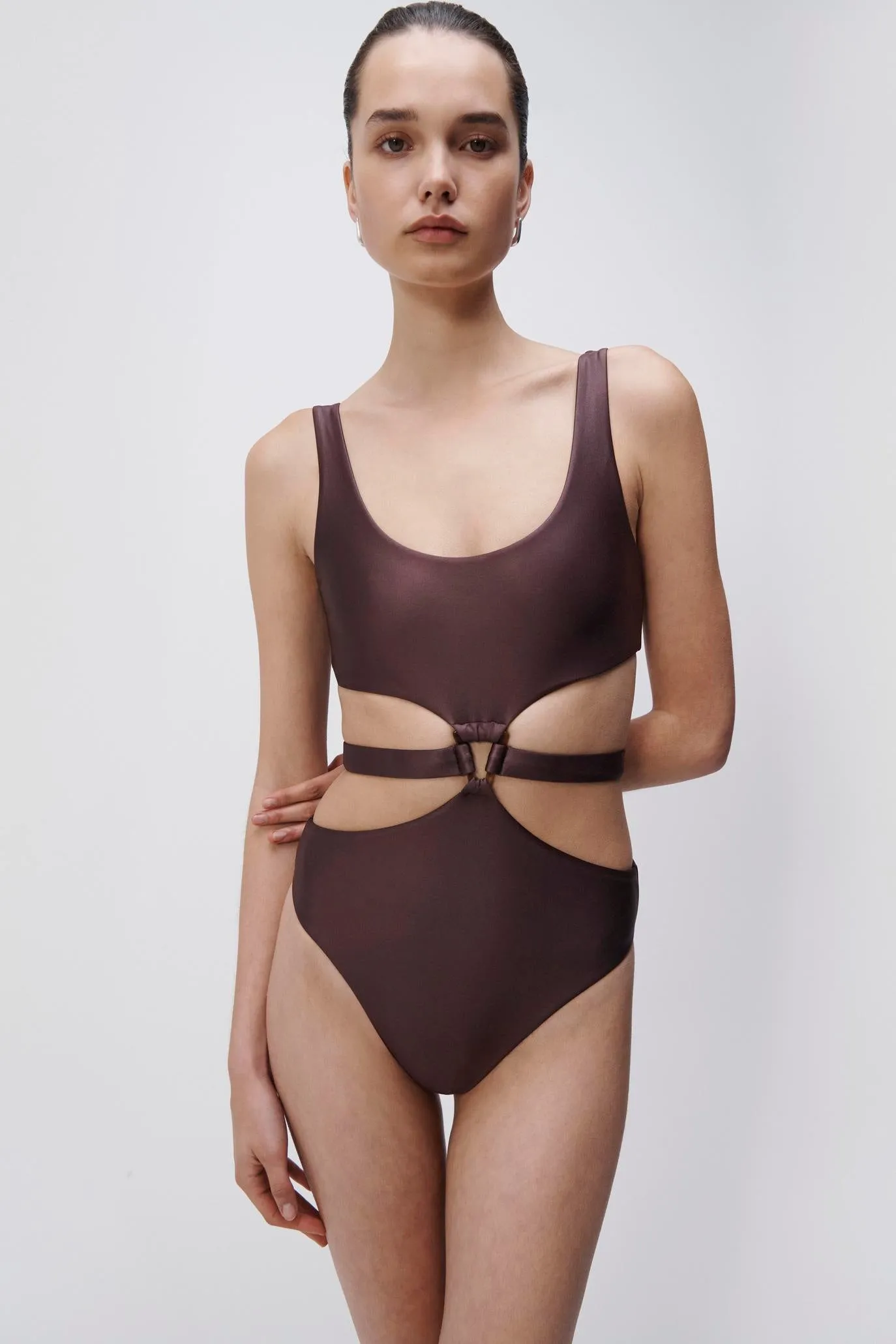 Emelia Satin Swim One Piece sold by Jonathan Simkhai