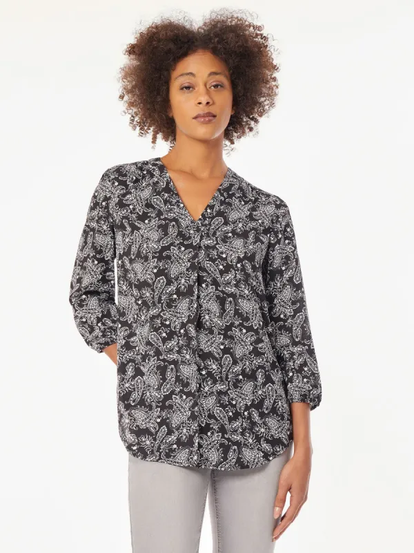 Chiffon V-Neck Kelly Blouse sold by Jones New York