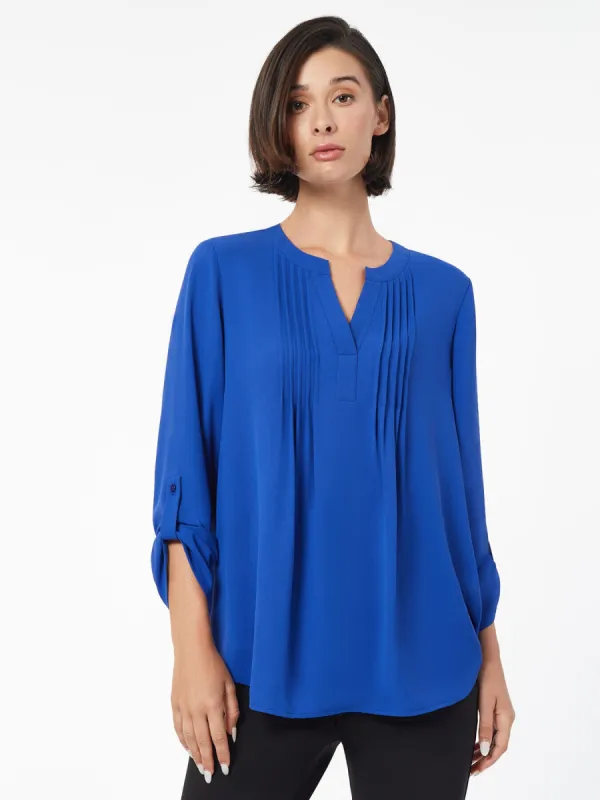 Jasper Crepe Roll-Tab Pintuck Blouse sold by Jones New York