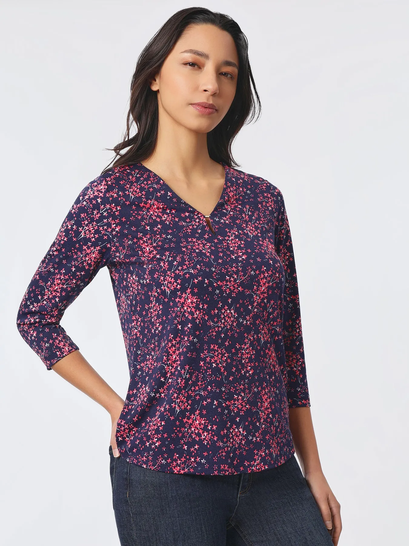 Keyhole Neckline Moss Crepe Top sold by Jones New York