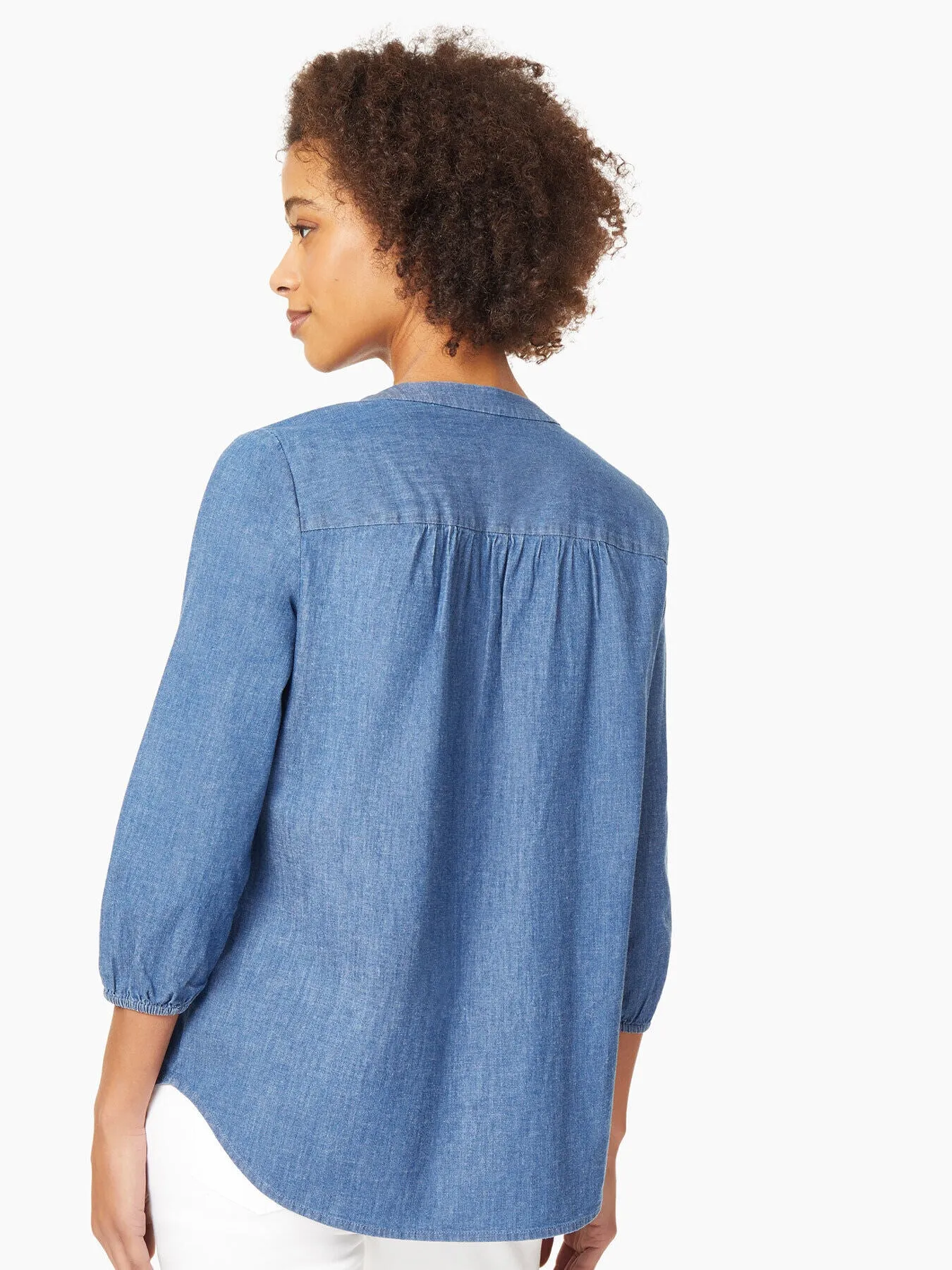 Stretch Denim V-Neck Kelly Blouse sold by Jones New York product image thumbnail 3