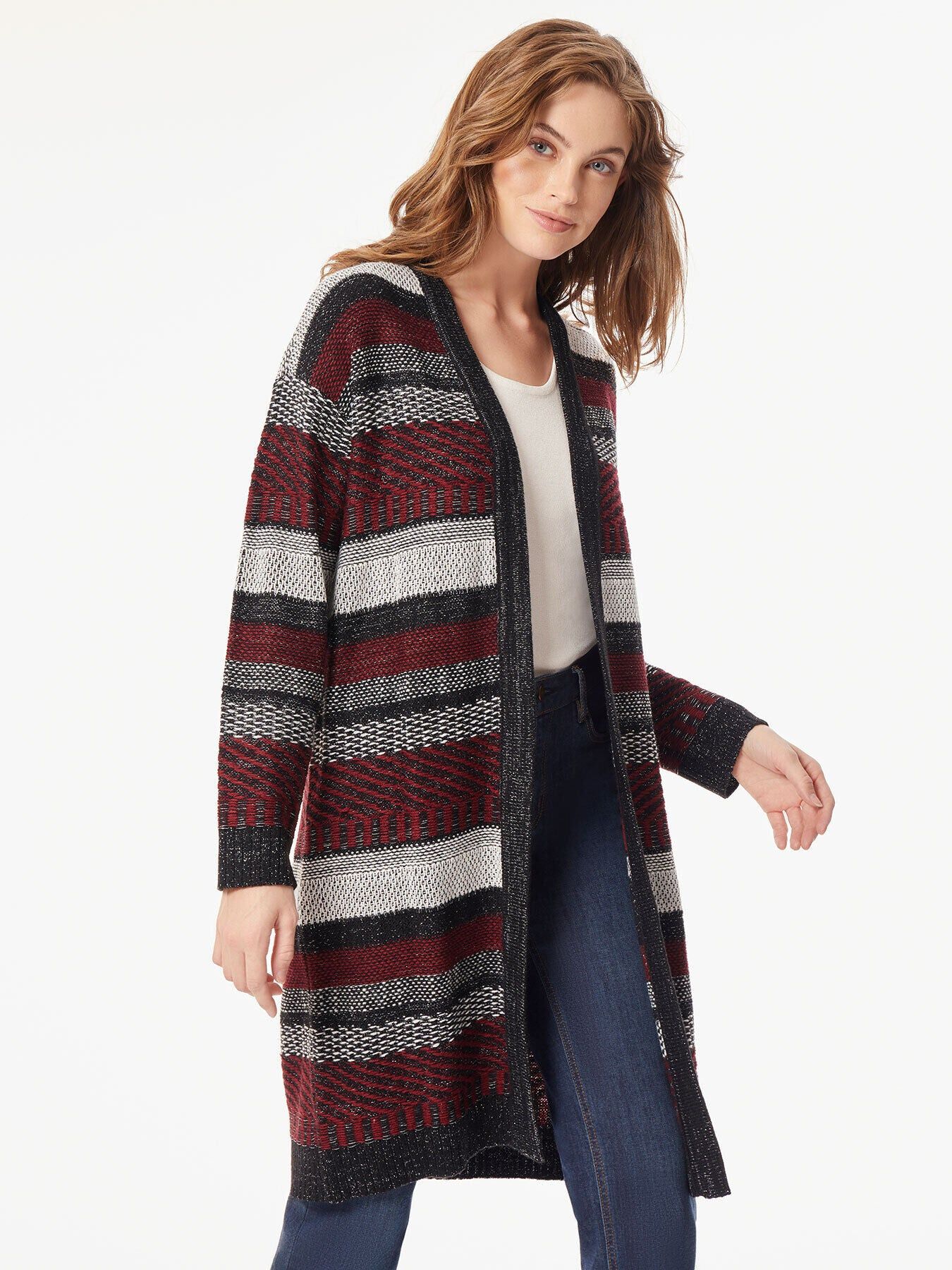 Multi-Striped Open Front Cardigan sold by Jones New York product image thumbnail 2