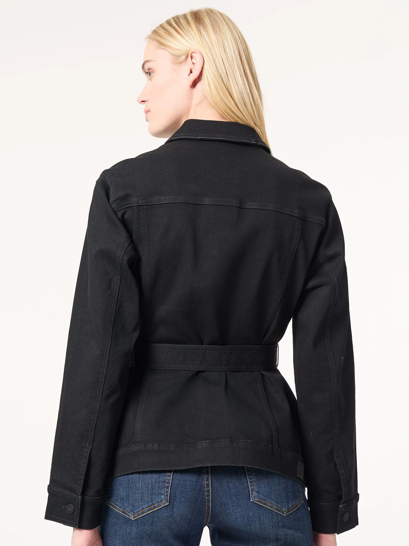 Denim Belted Button-Front Jacket, Onyx Wash sold by Jones New York product image thumbnail 3