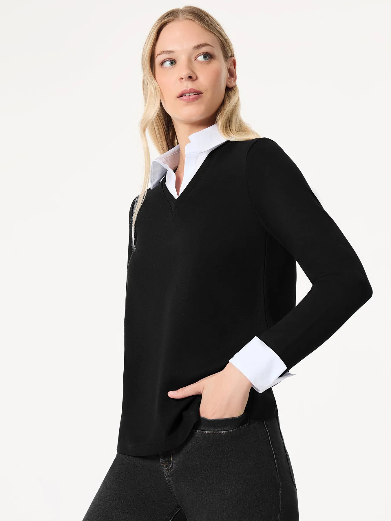 Collared Twofer Layered-Look Top sold by Jones New York product image thumbnail 2