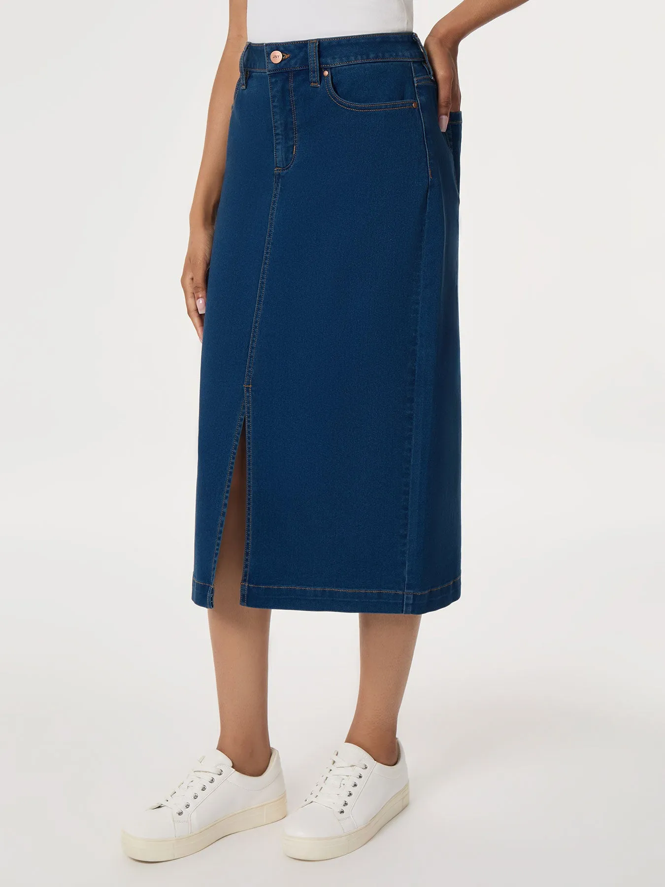 Midi Denim Front Slit Skirt, Phoenix Wash sold by Jones New York product image thumbnail 2