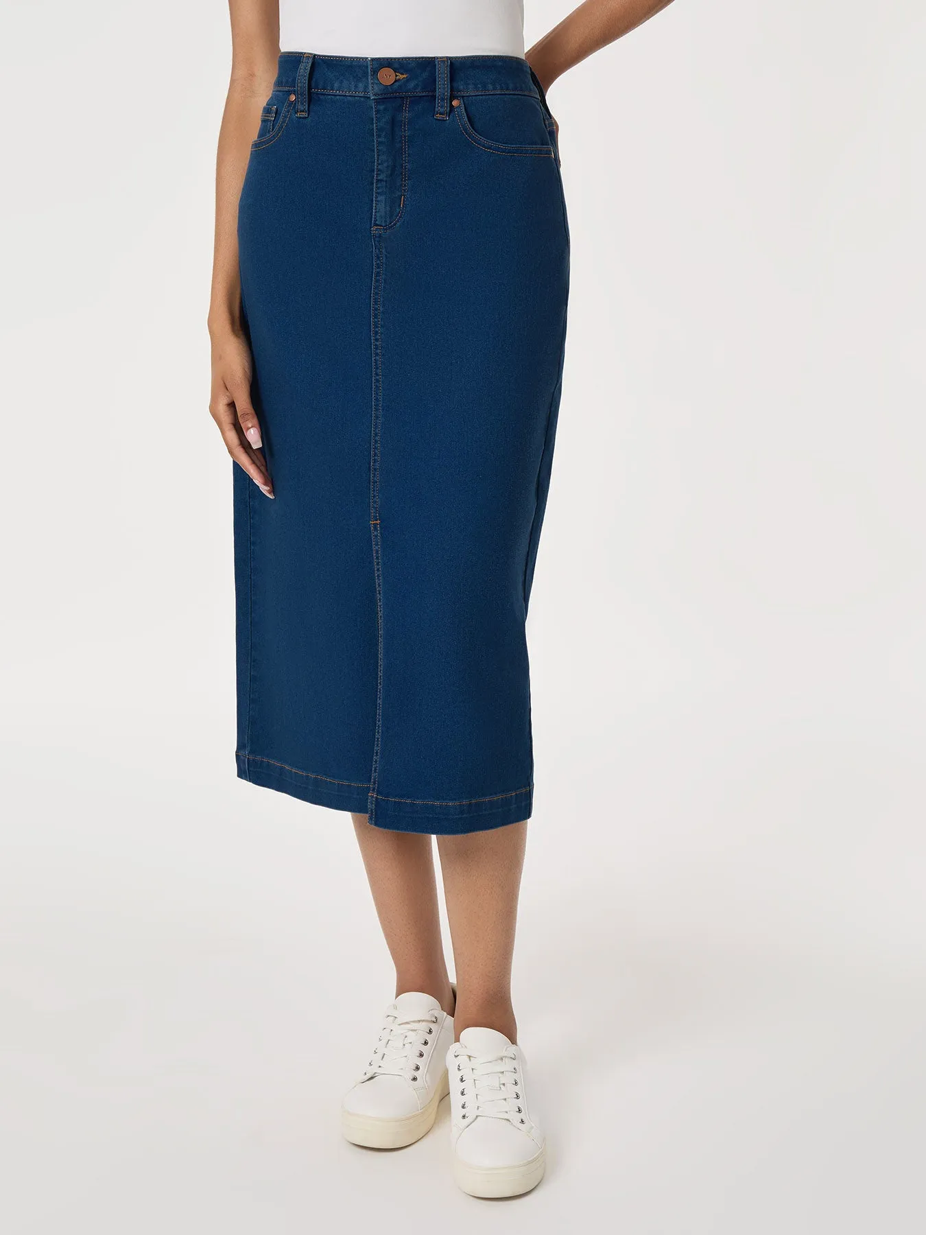 Midi Denim Front Slit Skirt, Phoenix Wash sold by Jones New York