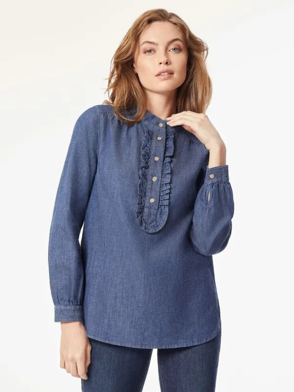 Ruffle Front Denim Popover Tunic sold by Jones New York