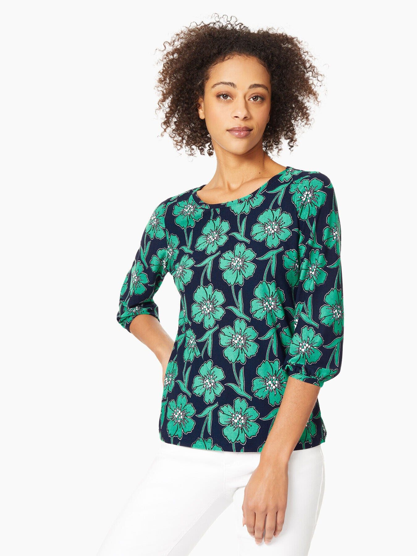 Puff Sleeve Moss Crepe Jersey Knit Top sold by Jones New York