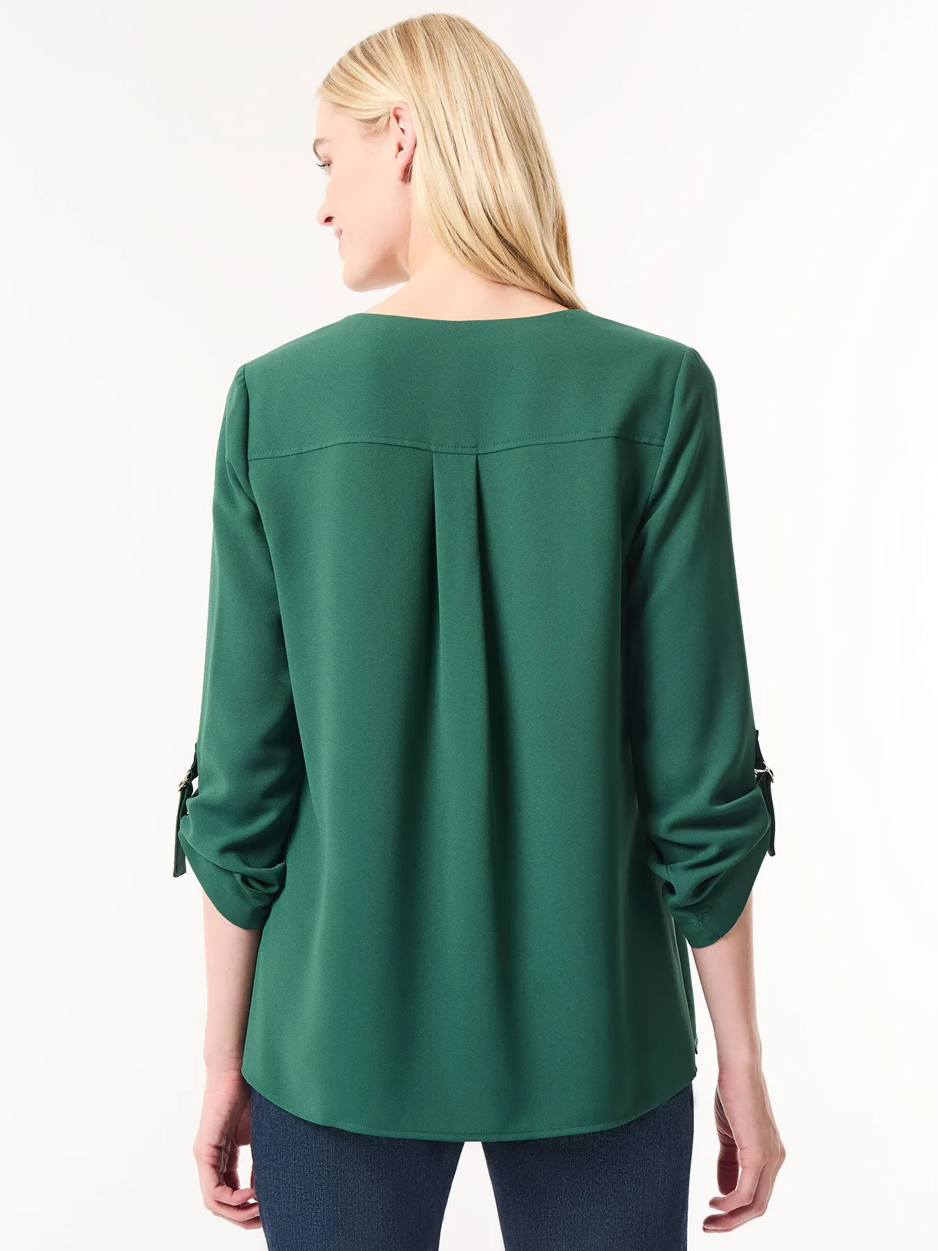 Button-Front Collarless Tunic, Crepe De Chine sold by Jones New York product image thumbnail 3