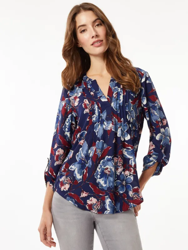 Crepe de Chine Roll Tab Pintuck Blouse sold by Jones New York