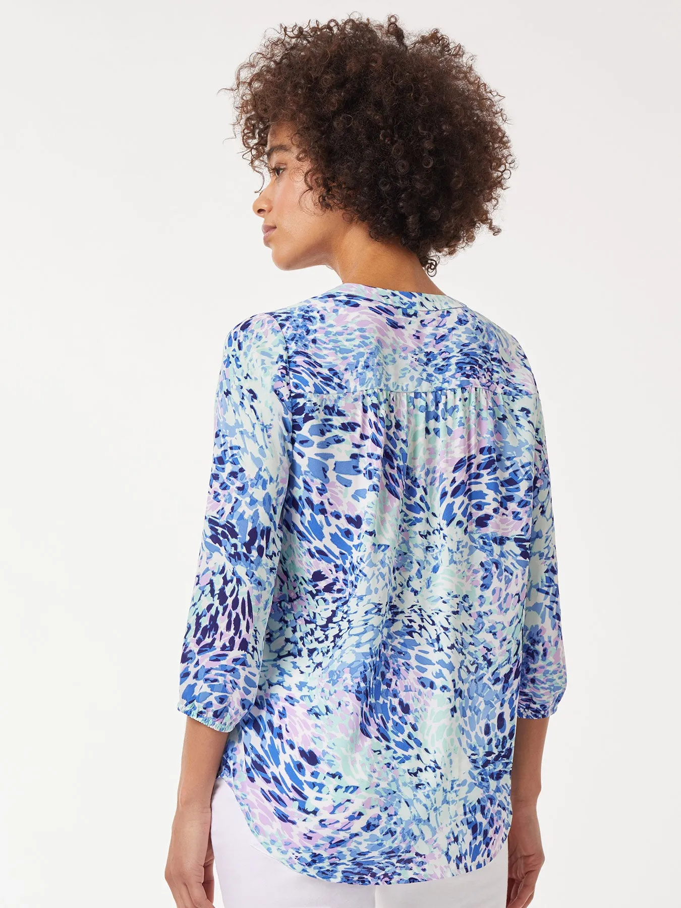 Printed V-Neck Pleated Kelly Blouse sold by Jones New York product image thumbnail 3