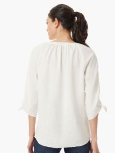 Linen-Blend V-Neck Tie-Sleeve Blouse sold by Jones New York