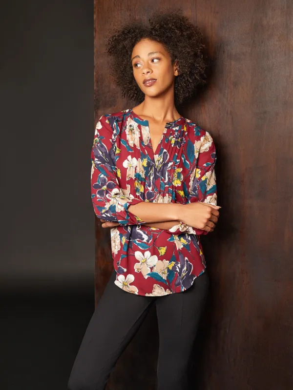 Crepe de Chine Roll Tab Pintuck Blouse sold by Jones New York