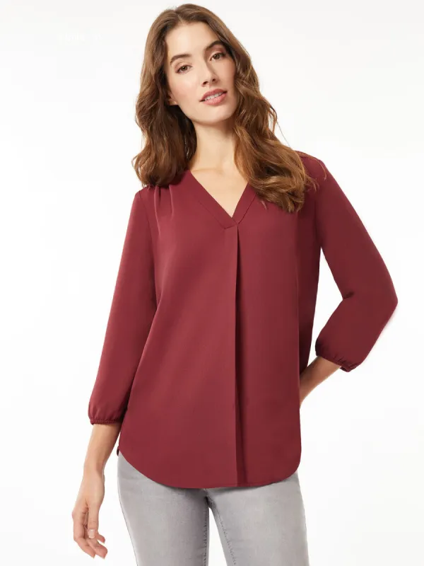 Jasper Crepe V-Neck Kelly Blouse sold by Jones New York