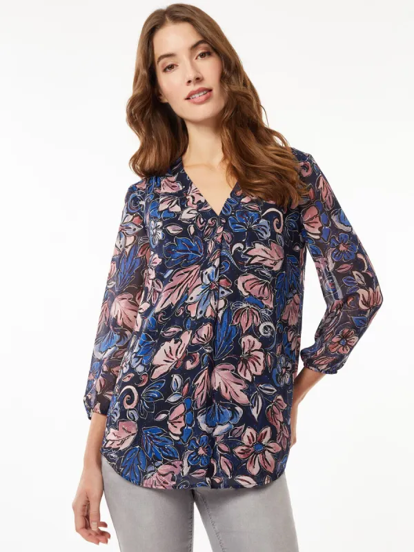 Chiffon V-Neck Kelly Blouse sold by Jones New York