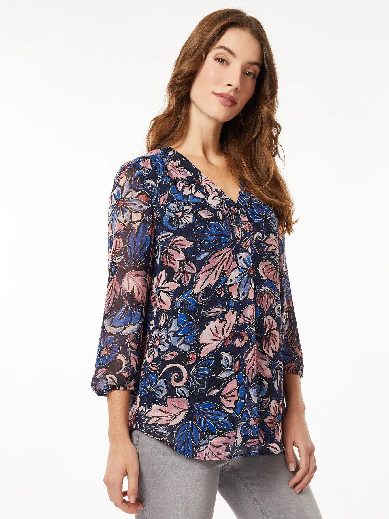 Chiffon V-Neck Kelly Blouse sold by Jones New York product image thumbnail 2