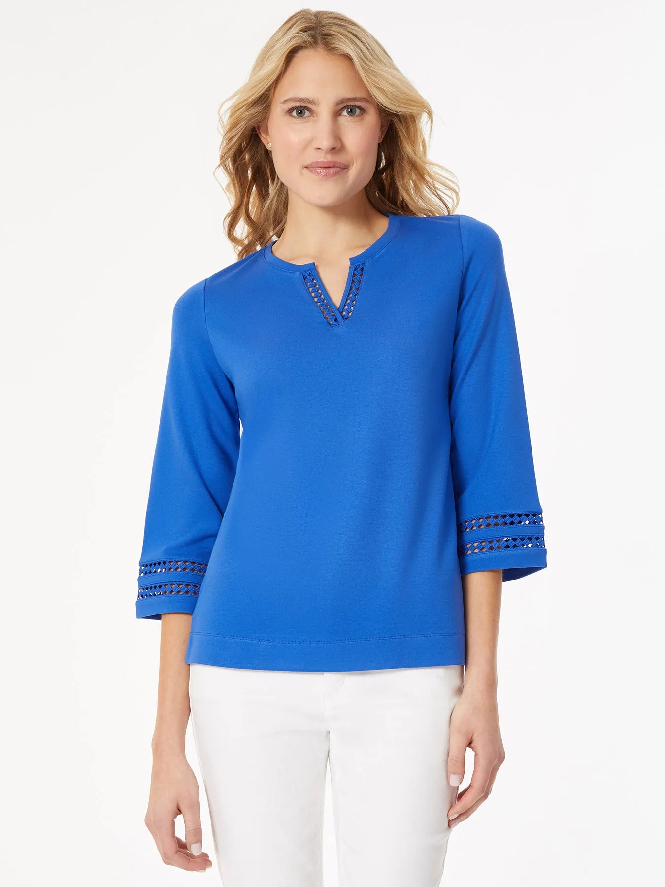 Lace Trim Long Sleeve Knit Top sold by Jones New York
