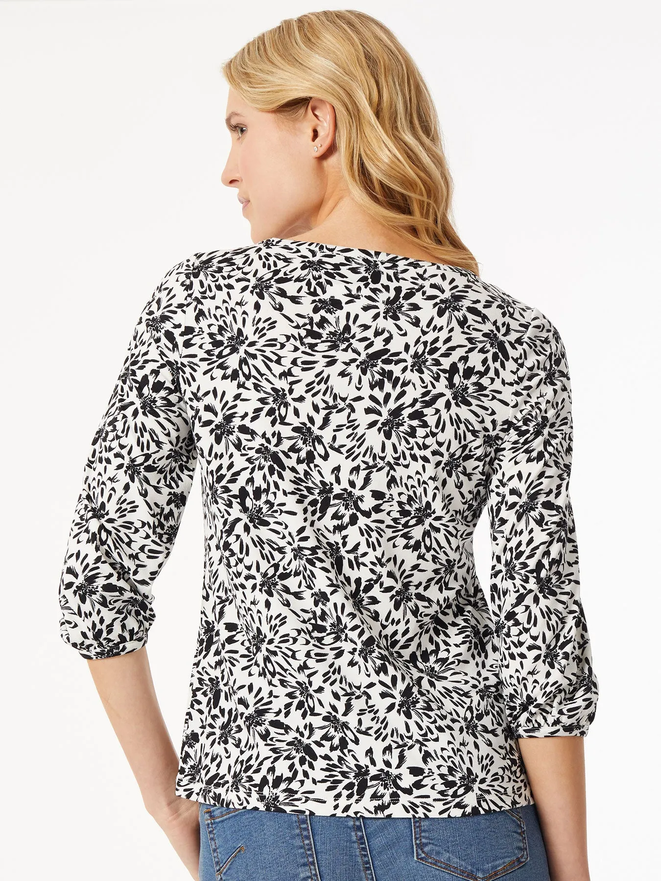 Puff Sleeve Printed Moss Crepe Top sold by Jones New York product image thumbnail 3