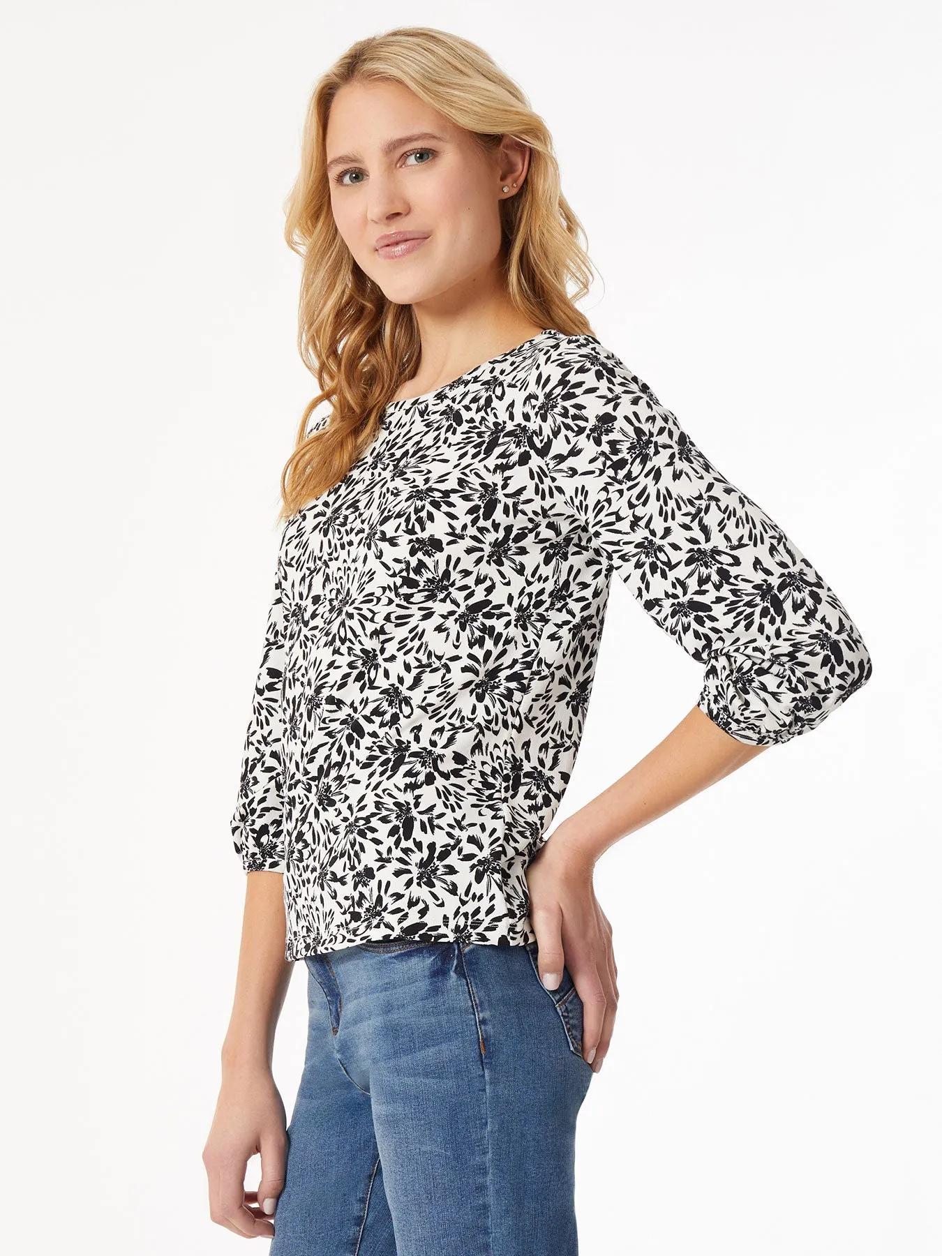 Puff Sleeve Printed Moss Crepe Top sold by Jones New York product image thumbnail 2