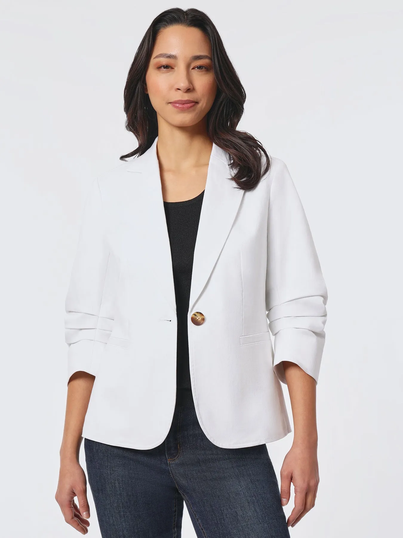 Denim Pleated Sleeve Blazer sold by Jones New York