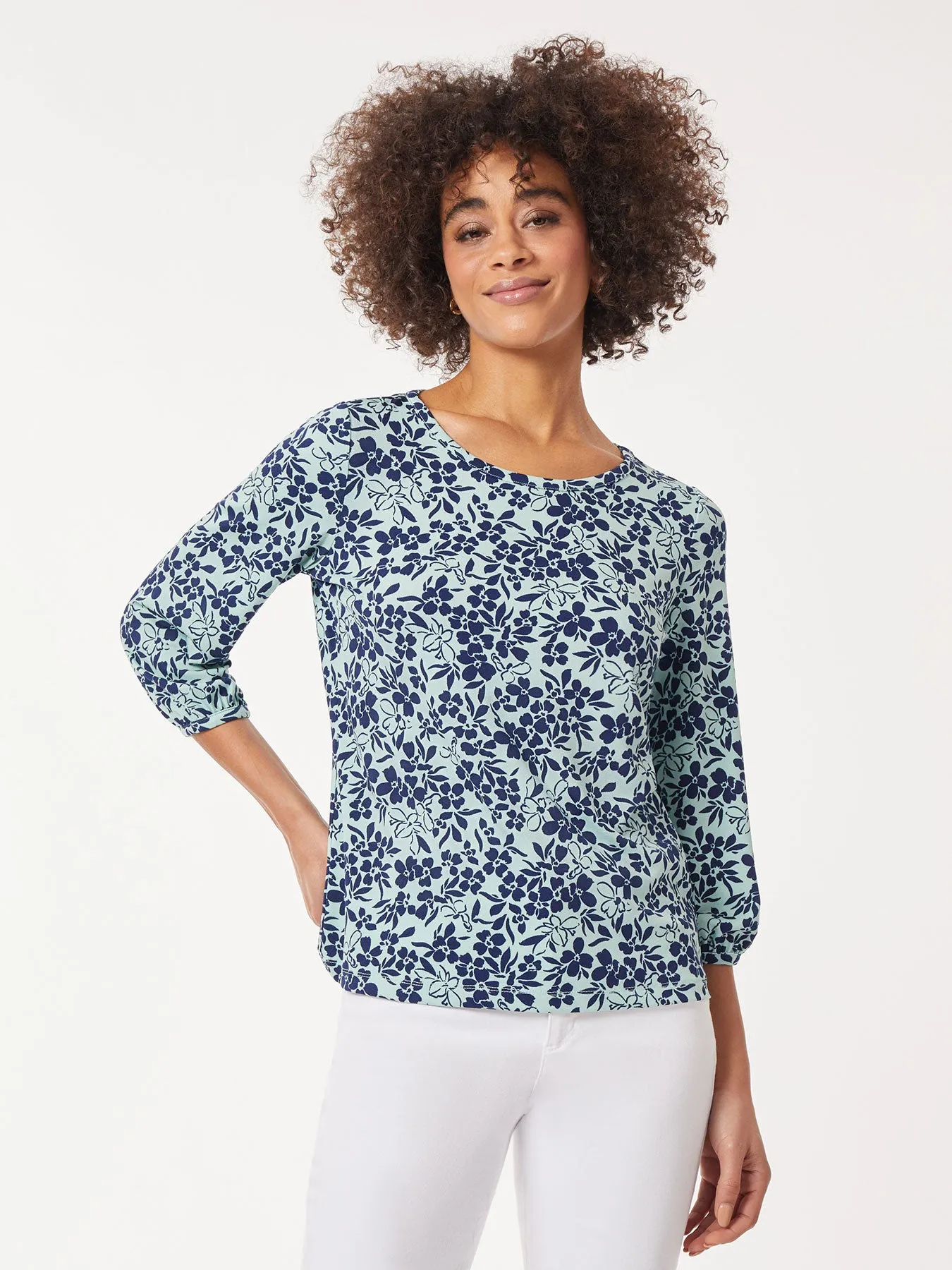 Printed Moss Crepe Puff Sleeve Top sold by Jones New York product image thumbnail 2