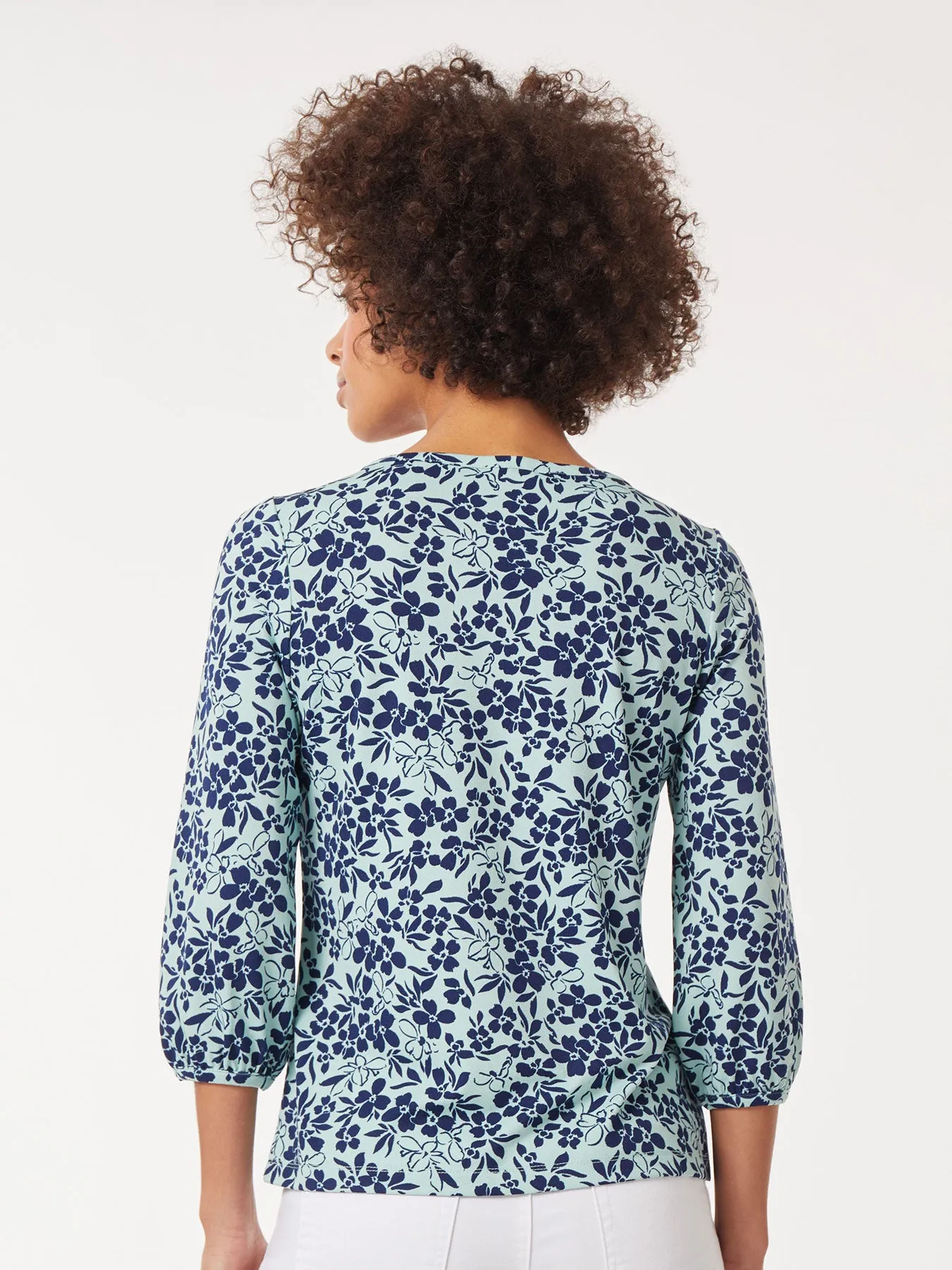 Printed Moss Crepe Puff Sleeve Top sold by Jones New York product image thumbnail 5