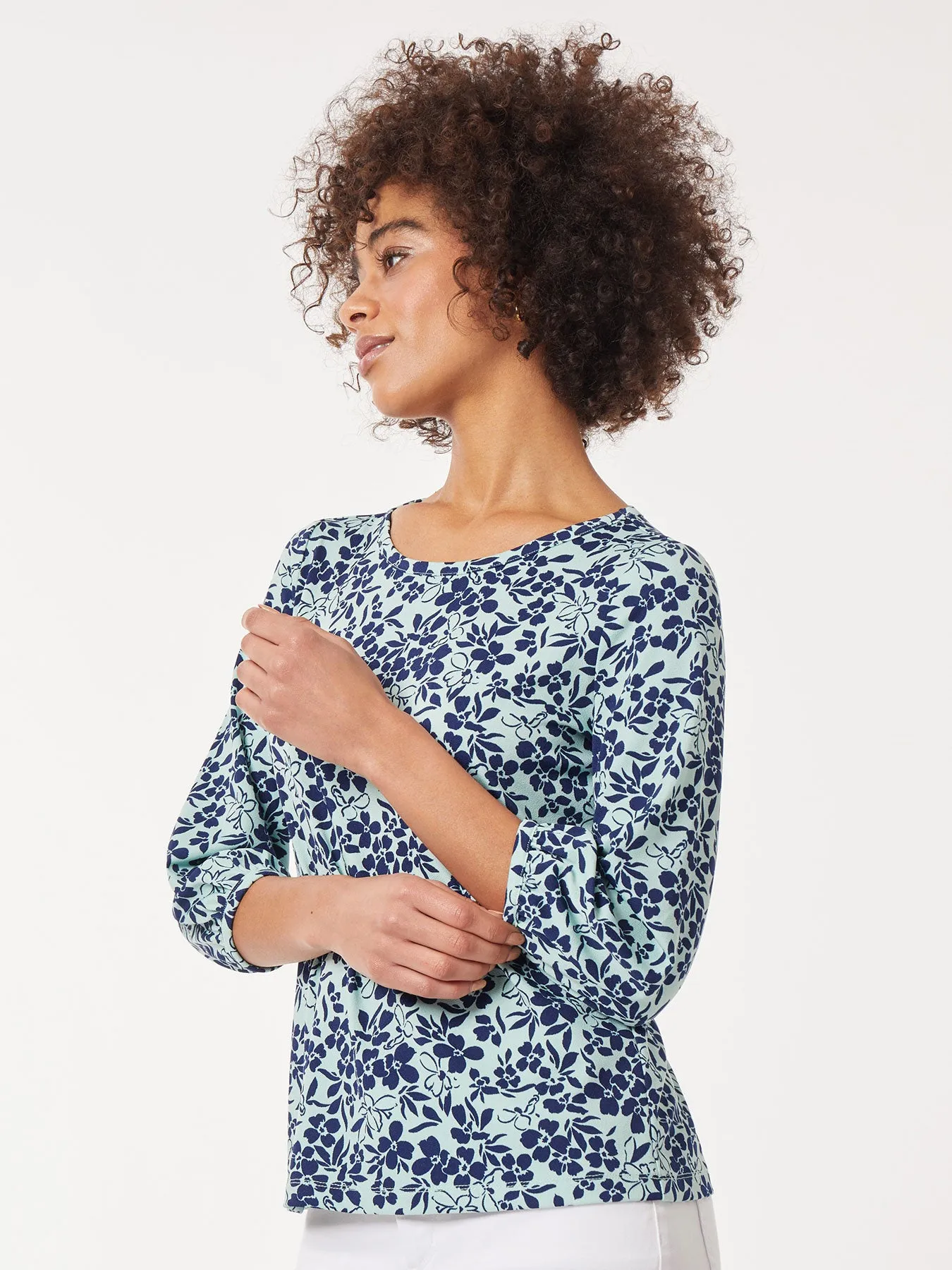 Printed Moss Crepe Puff Sleeve Top sold by Jones New York product image thumbnail 3