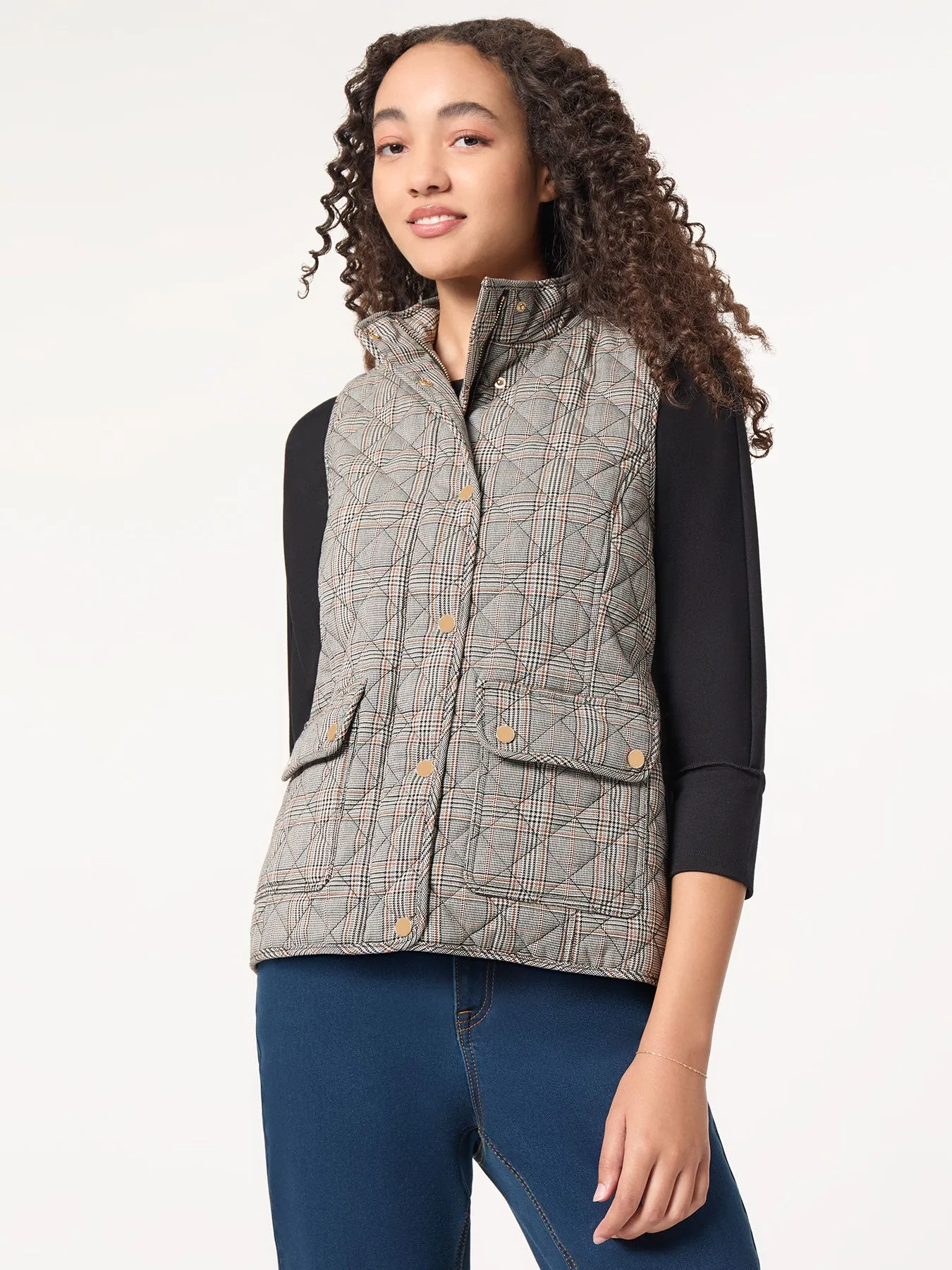 Plaid Quilted Puffer Vest sold by Jones New York