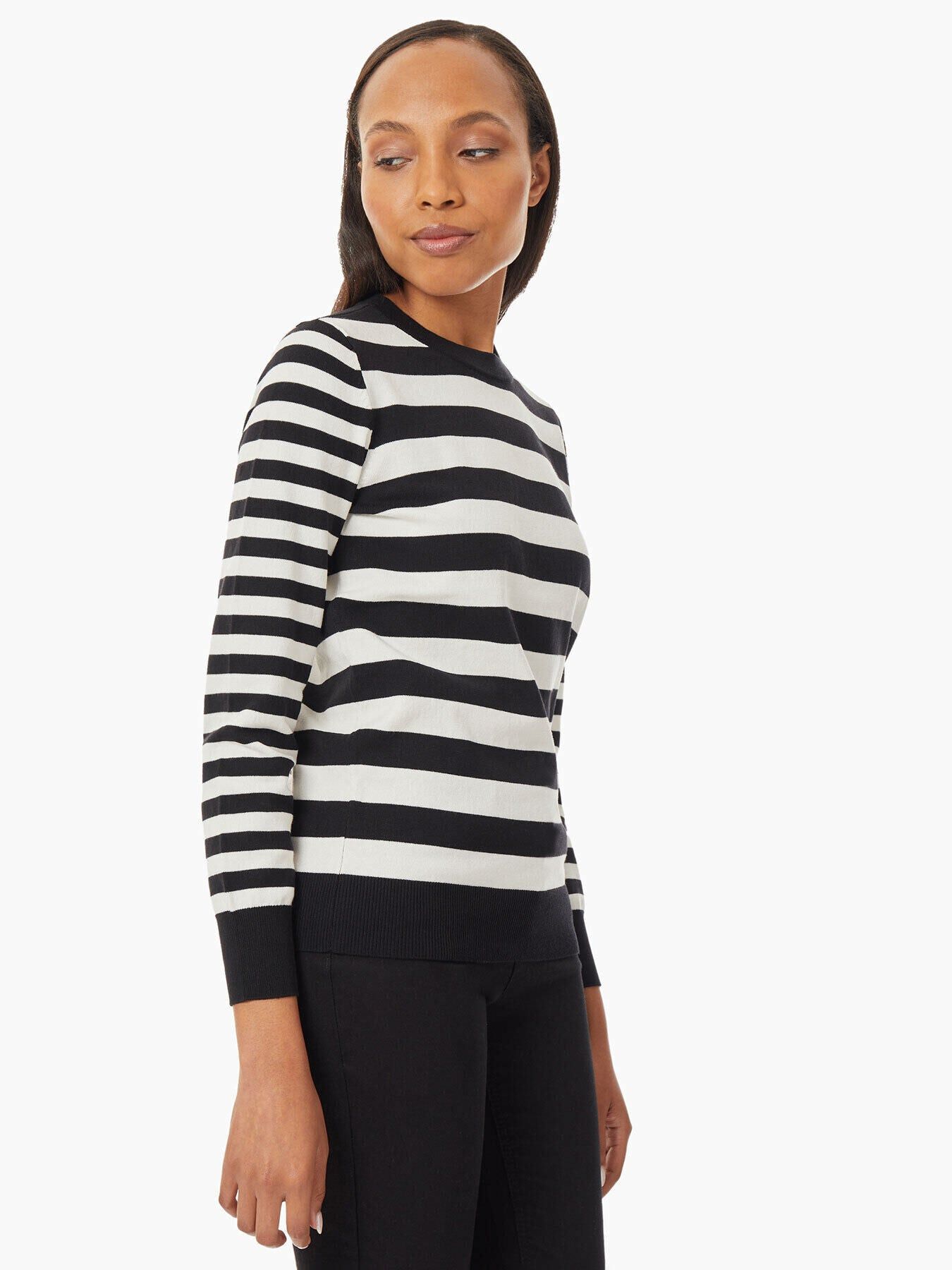 Striped Crew Neck Long Sleeve Knit Top sold by Jones New York product image thumbnail 2