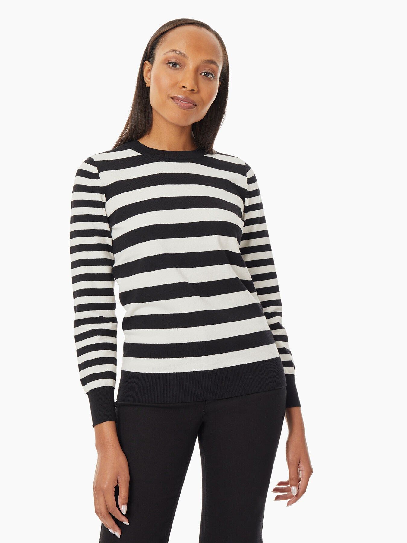 Striped Crew Neck Long Sleeve Knit Top sold by Jones New York
